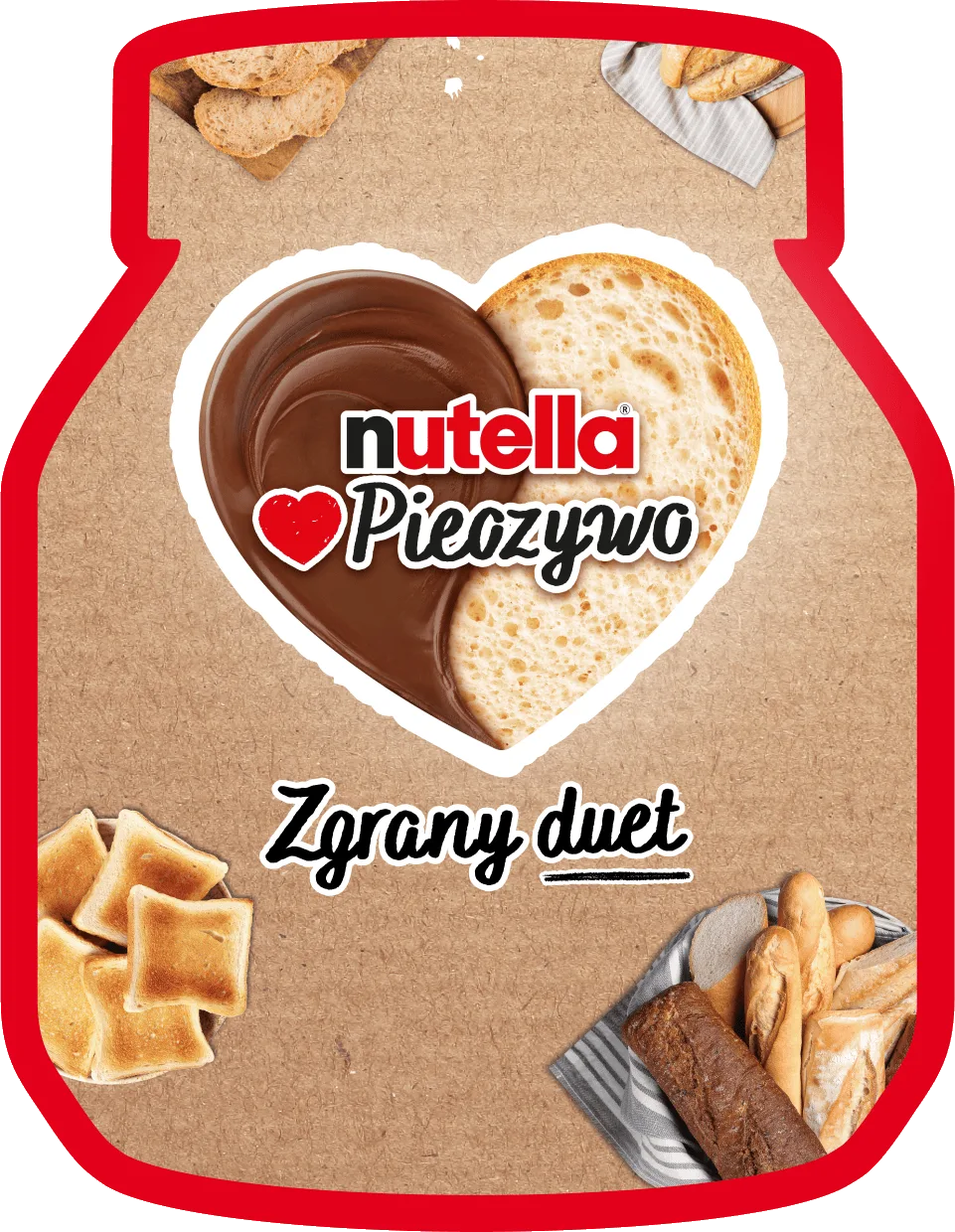 Słoik kremu NUTELLA® — Kocha pieczywo, zgrany duet